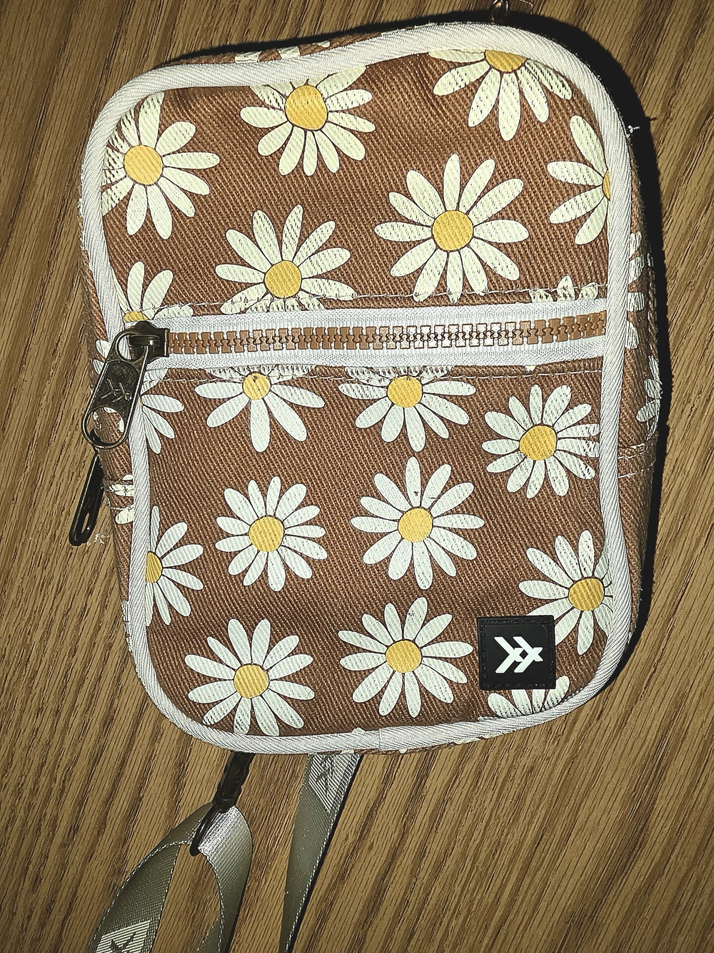 Daisy Print Brown Crossbody Pouch - Small Women's Bag